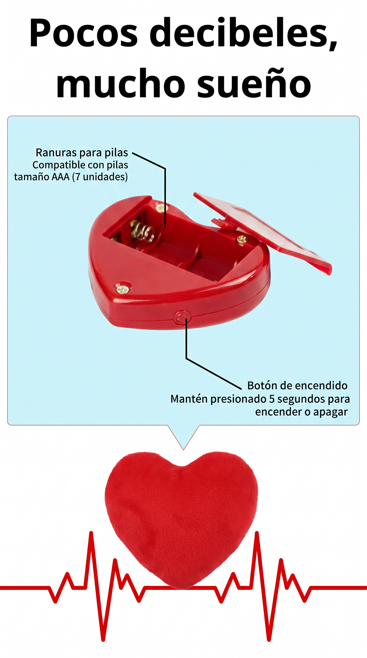 Peluche con latido de corazón antiestrés